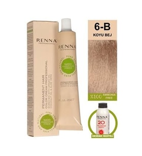 Renna AMONYAKSIZ Bitkisel Yıpranmış Saçlar İçin Saç Boyası 6-B KOYU BEJ 60ml