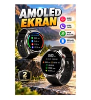 AMOLED Ekranlı Bluetooth Akıllı Saat Nabız ve Uyku Takibi 500 mAh