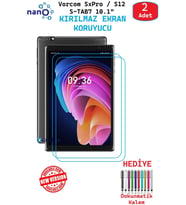 2 ADET Vorcom S12-SXPro STab7 10.1" Tablet İçin Tam Uyumlu Ekran Koruyucu Cam Nano HD Esnek Kırılmaz
