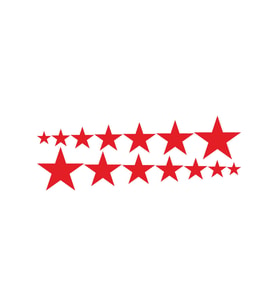 Sıralı Yıldız Oto Sticker 14'Lü Kırmızı 40*15 Cm