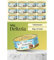 Plus Delizzia / Kıyılmış Ton Balıklı Yetişkin Kedi Maması 85g x 12 Adet