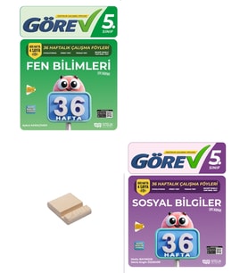 Nitelik 5. Sınıf Fen Bilimleri ve Sosyal Bilgiler 36 Haftalık Görev Föyleri + Telefon Standı