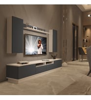 Decoraktiv Trendstyle 5220DS Mdf Tv Ünitesi Tv Sehpası - Beyaz Antrasit (Beyaz - Antrasit)