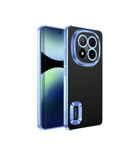 Coverzone Xiaomi Redmi Note 14 Pro Plus ile uyumlu K?l?f Kamera Korumal? Logo G�steren Parlak renk kenar �izgileri ile ??k bir tasar?m Colored Z-Omega Kapak Sierra Mavi
