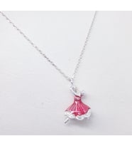 pembe elbiseli balerin model bayan gümüş kolye