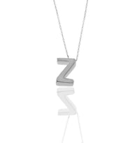 Söğütlü Silver Gümüş rodyumlu üç boyutlu minimal  Z harf kolye