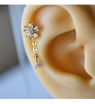 Cerrahi Çelik Zincir Sallantılı Çiçek Tragus Piercing Helix Kıkırdak Lob (Çok Renkli)