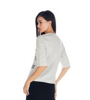 Kadın Gri Nota Crystal Baskılı T-shirt