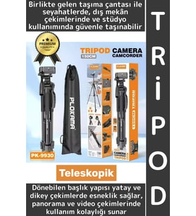 Premium Vlog Çekim Teleskopik Döner Başlık Yatay Dikey Kullanım Taşıma Çantalı 150 Cm Kamera Tripod
