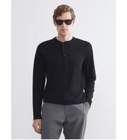 LC WAIKIKI Siyah Bisiklet Yaka Uzun Kollu Erkek Pijama Üst