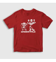 Presmono Unisex Çocuk Kırmızı Sans Papyrus Undertale T-Shirt 32350tt (Kırmızı)