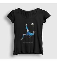 Presmono Kadın Siyah Reverse Shot Rövaşata Cristiano Ronaldo T-Shirt 326462tt