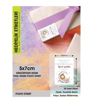 Aslan Konseptli Etiket, Hediyelik Etiket - 5X7cm Dikdörtgen OVAL KESİM - 50 Adet Folyo Sticker