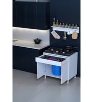 Eliusta Mono Duvara Monte 75 cm Baharat Raflı Ocak Altı Dolap 758848 cm Tüp Bölmeli Mutfak Ünitesi (Beyaz)