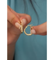 Nereze 925 Ayar Gümüş Gold Boğumlu Şarnel Küpe