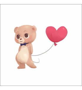 Kalpli Ayıcık  ÇocukOdası Stikcer Duvar Sticker 30x20 CM