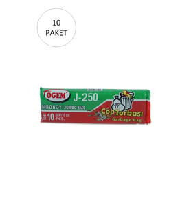 J-250 Jumbo Boy Çöp Torbası 80 x 110 cm 10 Lu Rulo x 10 Paket = 100 Adet (Siyah)