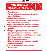 Metal Yangın Dolabı Kullanma Talimatı 20cm x 30cm A4 Büyüklüğünde Uyarı Levhası Yönlendirme Tabelası
