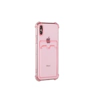 Teknomoda Apple iPhone Xs MAX Kılıf Kartlıklı Anti Şok Korumalı Şeffaf Silikon Pembe