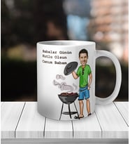 Kişiye Özel Mangalcı Baba Karikatürlü Kupa Bardak