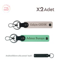 Anneler Gününe Şık Armağan, İsim & Soyisim Yazılı 2’li Anahtarlık Seti, Yeşil-Pudra-Siyah