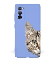 Samsung Galaxy S20 FE Uyumlu Lansman Kılıf Catface Tasarımlı İçi Kadife Kapak-Lila (Şeffaf)