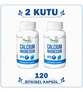 Calcium Magnesium D3 2 Kutu 120 Bitkisel Kapsül – Kalsiyum Magnezyum Takviye Edici Gıda