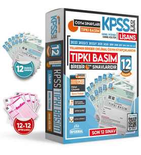 2024 KPSS Lisans ÖSYM Çıkmış Soru TIPKI Basım Türkiye Geneli D. Çözümlü 12li DENEME Sınav PAKETİ (Beyaz)