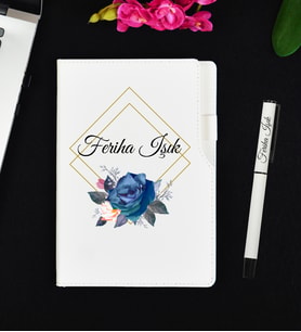 İş Arkadaşına Hediye Kişiye Özel Defter ve Roller Kalem Hediye Seti
