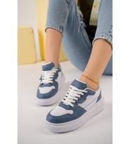 Tstore kadın günlük spor ayakkabı sneaker 0002 (Beyaz-Mavi)