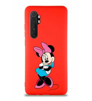Xiaomi Mi Note 10 Lite Soft Premier Kapak Minnie Mouse-D Tasarımlı Silikon Kılıf - Kırmızı (Şeffaf)
