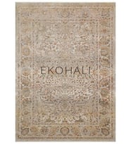 Çok Renkli Vintage Eskitme Salon Halısı Klasik Çiçekli Desenli Polyester Viskon Dokuma