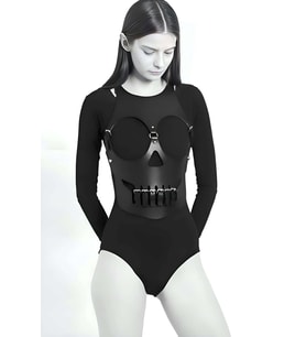 Mulvxbrf Brf02 Kurukafa Tasarımlı Giysi Üzeri Giyilebilir   Deri Body Harness - Brf1153 (Mulvix)