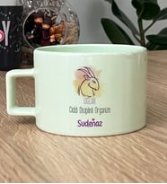 Kişiye Özel Oğlak Burcu İsim Yazılı Hediye Pastel Fincan Doğum Günü Hediyesi (Yeşil)