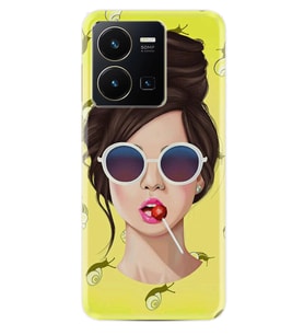 Vivo Y22 Kılıf Resimli Desenli Baskılı Silikon Lollipop Woman 1416