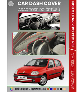 RENAULT CLIO 2 EKRANLI + ÇUKURLU (2001-2012) Torpido Örtüsü Ön Göğüs Koruma Torpido Koruma