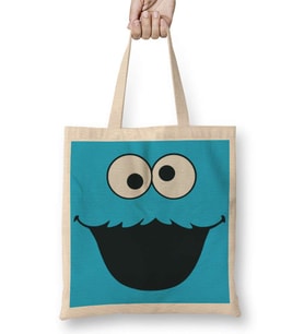 Cookie Monster Kurabiye Canavarı Bez Çanta Uzun Saplı