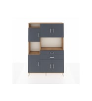 Arges Gardrop 8 Raflı 2 Çekmeceli 6 Kapaklı 132x30x195 Çam-Antrasit