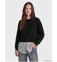 LCW Modest Siyah Soft Touch Kadın Sweatshirt Tunik
