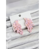 Pembe Renk Kristal Taşlı Kanat Küpe TJ-BKP11911