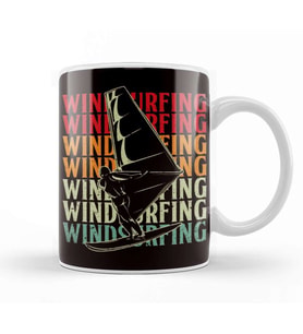 Retro Windsurfing Vintage Windsurfer Sailboarding Ocean Wave Kupa Bardak Porselen
