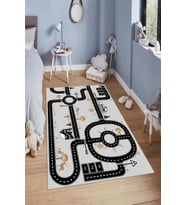 Dijital Baskılı Kaymaz Taban Yıkanabilir Kolay Temizlenir Modern Çocuk Odası Halısı NDÇ-HT-274 (Gri)