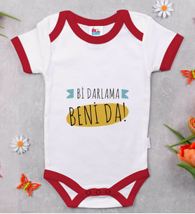 BK Kids Darlama Beni Tasarımlı Kırmızı Bebek Body Zıbın-1