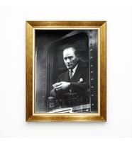 Tablore Atatürk Tren Penceresi Siyah Beyaz Nostaljik Kanvas Tablo