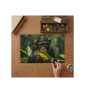 Muz Tutan Maymun Tasarımı 240 parça Ahşap Puzzle Ahşap Kutuda MP03189