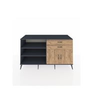 Kronos Konsol 3 Raflı 2 Çekmeceli 2 Kapaklı 176x59x99 Antrasit-Çam