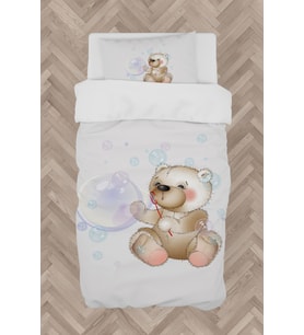 MEKTA HOME BEBEK VE ÇOCUK ODASI Balon Çıkaran Ayıcık Desenli Nevresim Takımı