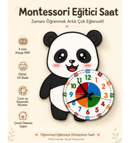 Sevimli Panda Po Montessori Çocuk Odası Eğitici Ahşap Duvar Saati - Sessiz Mekanizma, Şık Tasarım