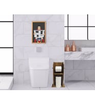 BK Home Doğal Masif Ahşap Tuvalet Kağıtlığı ve Dekoratif Retro Ahşap Tablo Seti-7 (Beyaz)
