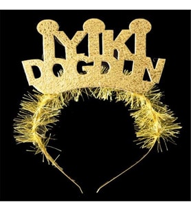 Tüylü Simli İyiki Doğdun Taç (Gold)
